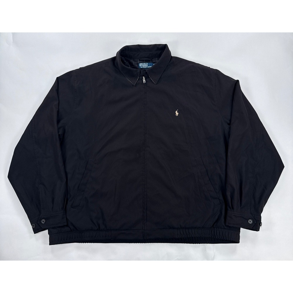 Polo Ralph Lauren Mens Jacket 2X Big Black Bi Swing Zip Up Windbreaker Pony